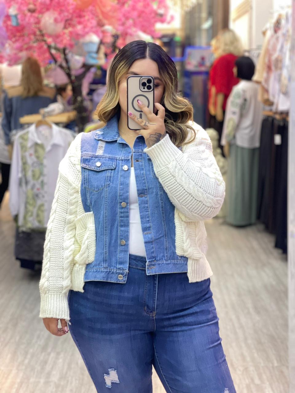 SACO TEJIDO CON DENIM