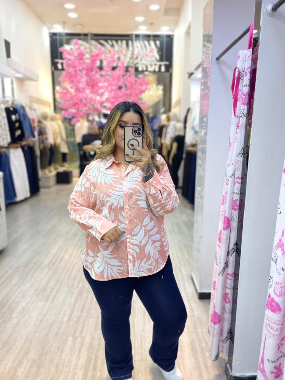 CAMISETA FLORAL SALMON